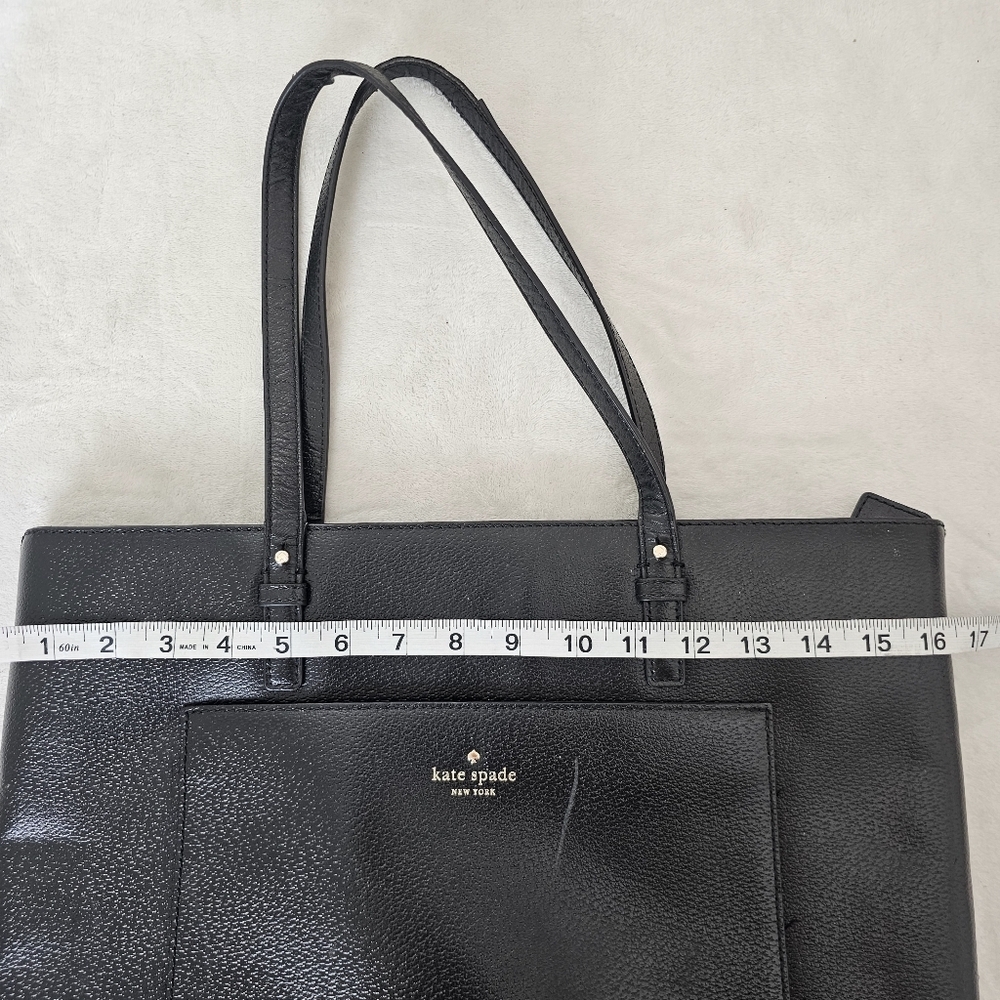 Kate Spade Black Leather Large Tote Shoulder Bag Work Purse - Picture 13 of 15